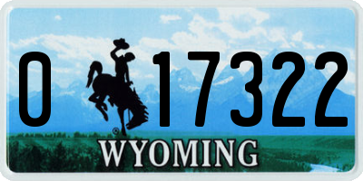 WY license plate 017322