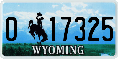 WY license plate 017325