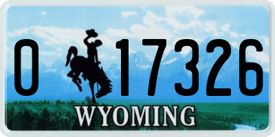 WY license plate 017326