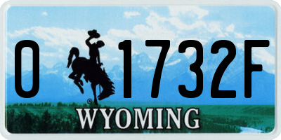 WY license plate 01732F