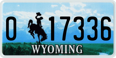 WY license plate 017336