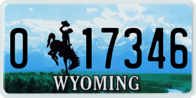 WY license plate 017346