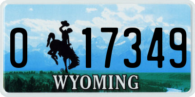 WY license plate 017349