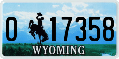 WY license plate 017358
