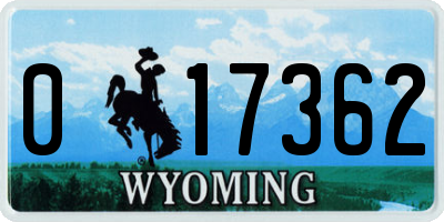WY license plate 017362