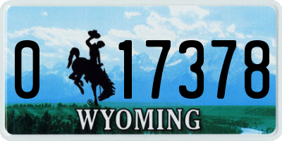 WY license plate 017378
