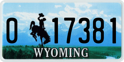 WY license plate 017381