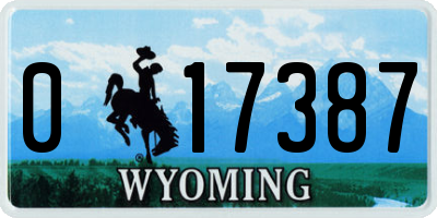 WY license plate 017387
