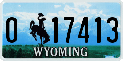 WY license plate 017413