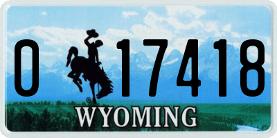 WY license plate 017418