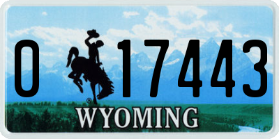 WY license plate 017443