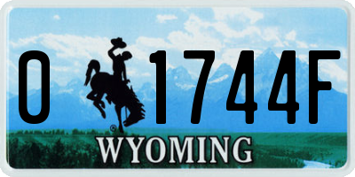 WY license plate 01744F
