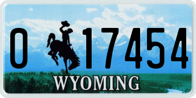 WY license plate 017454