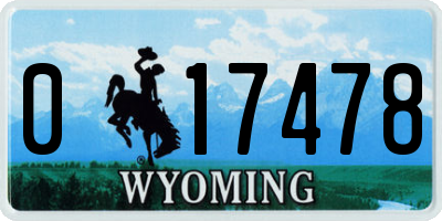 WY license plate 017478