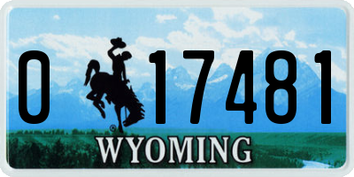 WY license plate 017481