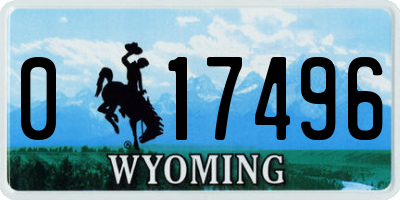 WY license plate 017496