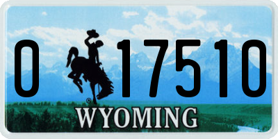 WY license plate 017510