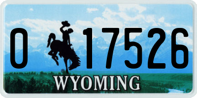 WY license plate 017526
