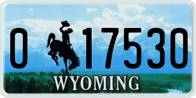 WY license plate 017530