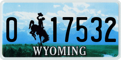 WY license plate 017532