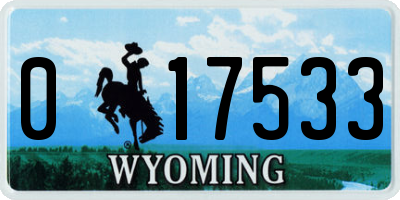 WY license plate 017533