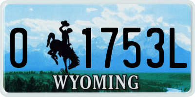 WY license plate 01753L
