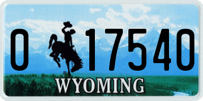 WY license plate 017540