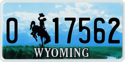 WY license plate 017562