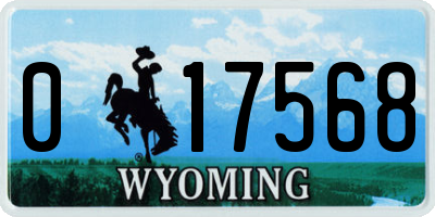 WY license plate 017568