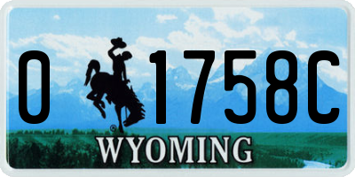 WY license plate 01758C
