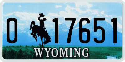 WY license plate 017651