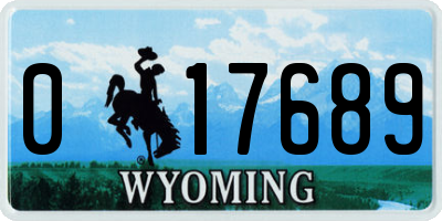 WY license plate 017689