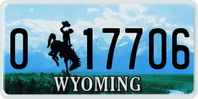 WY license plate 017706