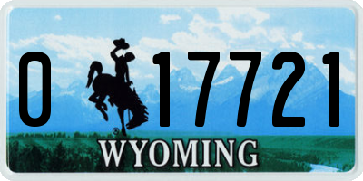 WY license plate 017721