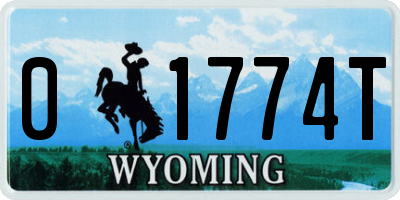 WY license plate 01774T