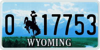 WY license plate 017753