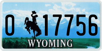 WY license plate 017756