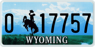 WY license plate 017757