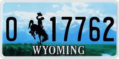 WY license plate 017762