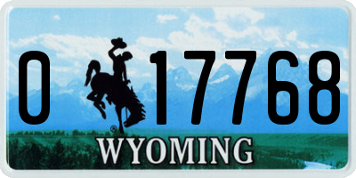 WY license plate 017768