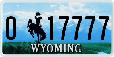 WY license plate 017777