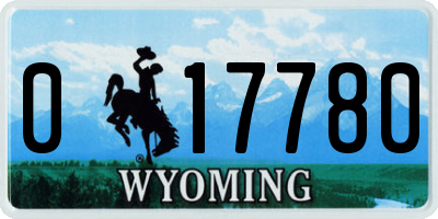 WY license plate 017780