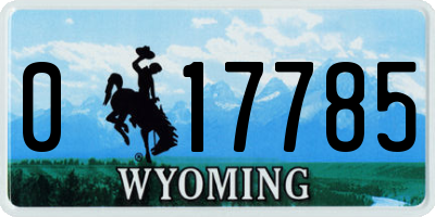 WY license plate 017785
