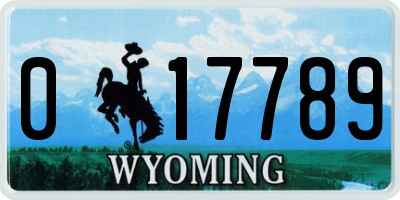 WY license plate 017789