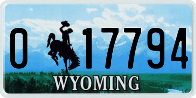 WY license plate 017794