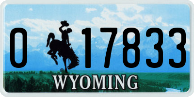 WY license plate 017833