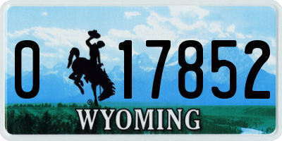 WY license plate 017852