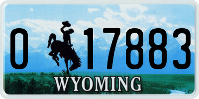 WY license plate 017883