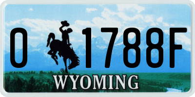 WY license plate 01788F