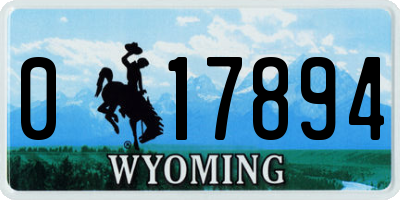 WY license plate 017894